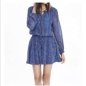 Banana Republic snake skin blue smocked dress